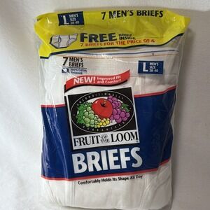Fruit of the Loom 7-Pack 100% Cotton Briefs Mens L 38-40 Vintage 1996 NOS 7601L